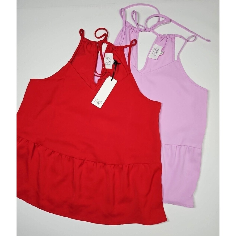 Olive & Oak Women's Lightweight Peplum Tank Top Size Medium - Lot of 2